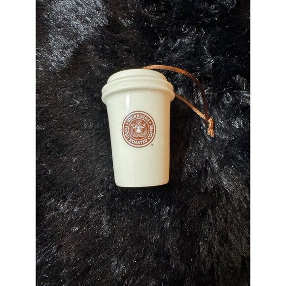 Starbucks Coffee Cup 2011 Ceramic Ornament With Brown Hanging Cord - Picture 2 of 5